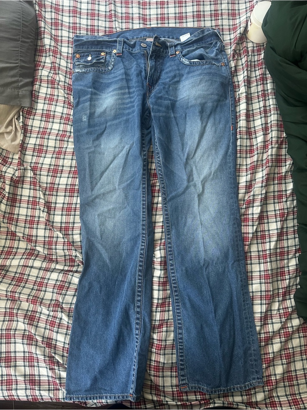 True Religion Men's Medium Wash Blue Straight Jeans